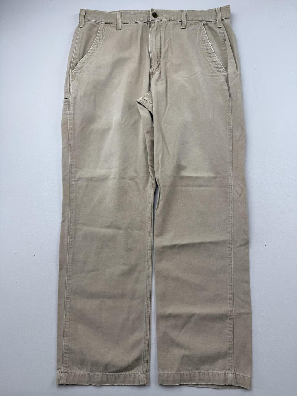 Carhartt Pants Mens 36x32 Beige Carpenter Relaxed Fit Canvas Workwear Utility